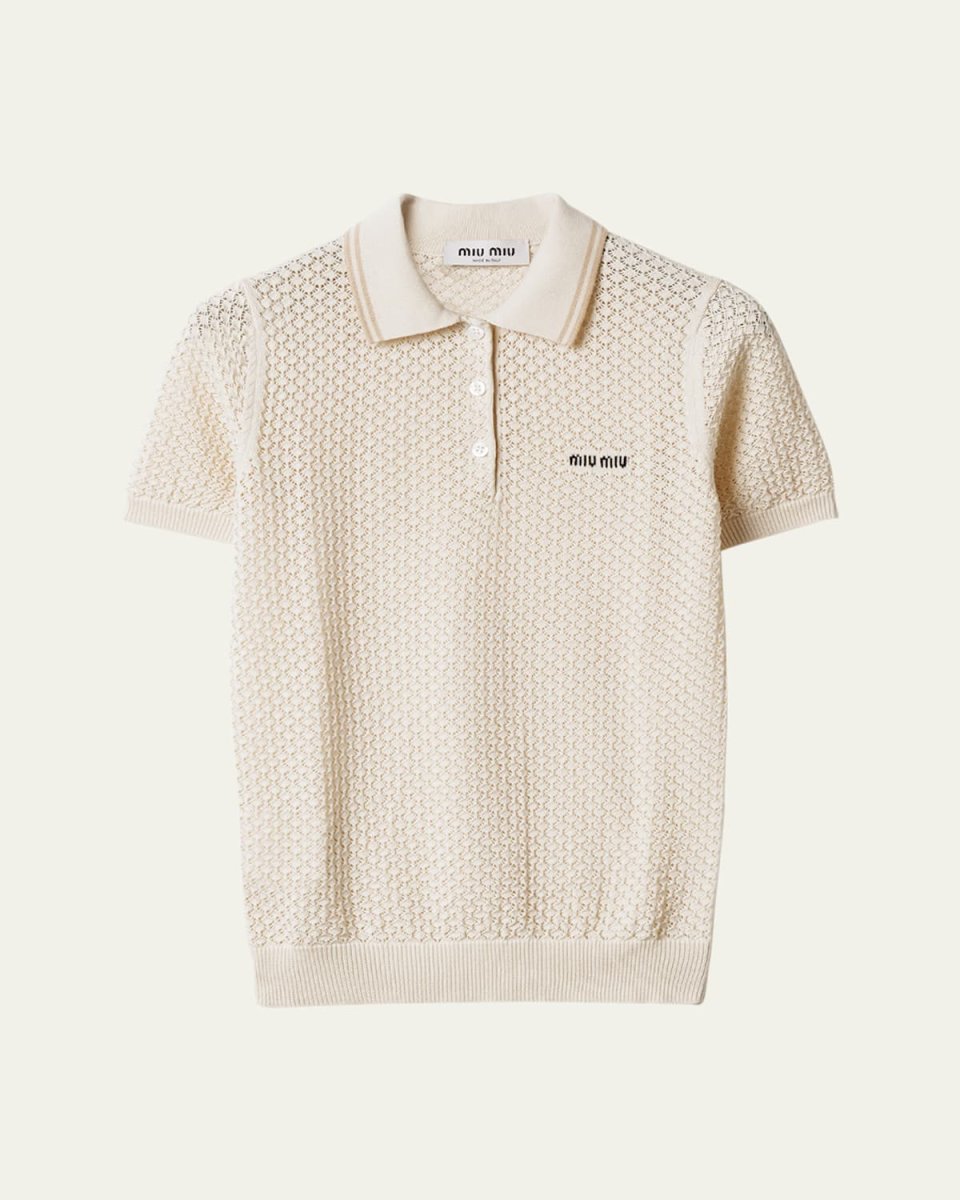 Crochet Cotton Short-Sleeve Polo